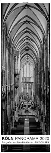 KÖLN PANORAMA 2020 - Jahreskalender gross: Imposante Schwarz-Weiss-Fotografie im Hochformat.