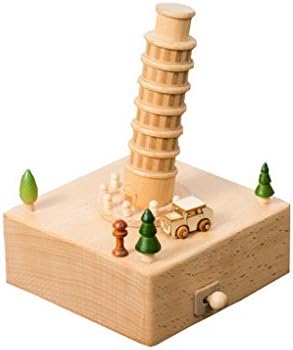 Wooden Music Box Christmas Birthday Gift for Kids Children Friends - Leaning Tower