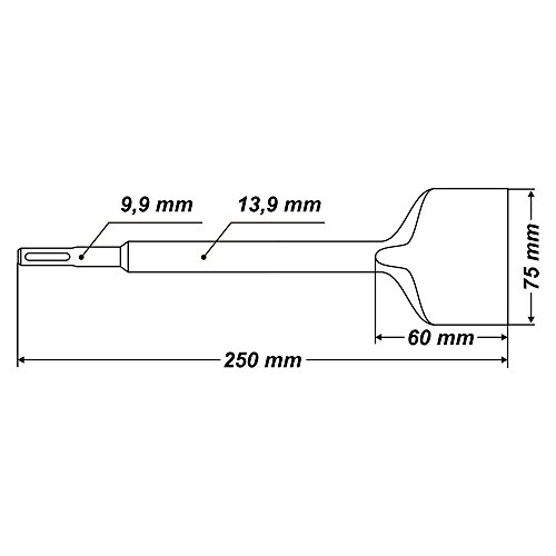 SDS Plus Meißel / Breitmeissel / Fliesenmeißel 75 x 250 mm - 5
