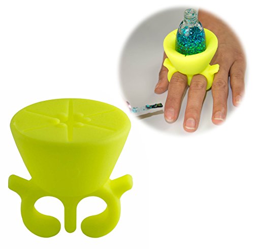 Frola - Fine Boxed Wearable Nail Polish Holder Nail Polish Rack Silicone Ring Girls Toys (Bright Yellow)