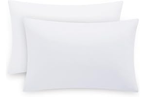 Tifschlaf Pillow Cases 2 Pack - White Pillowcases Plain Pack of 2, Super Soft Brushed Microfiber Standard Queen Pillow Covers With Envelope Closure, 50x75 cm