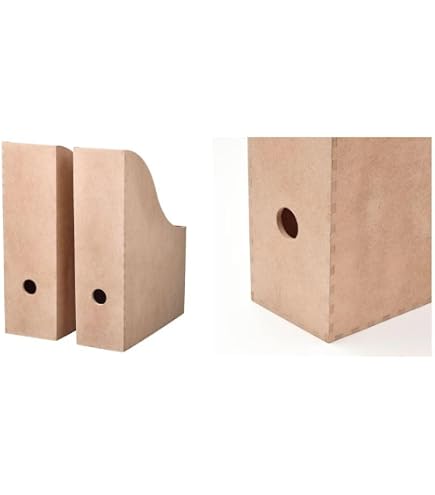 Porte-Revue En Bois Brut VBS - Rangement Magazines Et Documents Avec Poignée