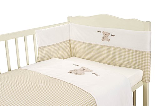Unisex Baby Cream Gingham Bear 3 Piece Bedding Bale Set - Nursery Cot bed