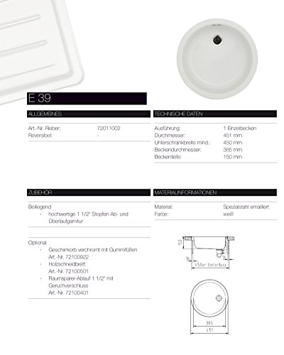 Rieber Einbauspüle E 39, weiß, 72011002 - 7