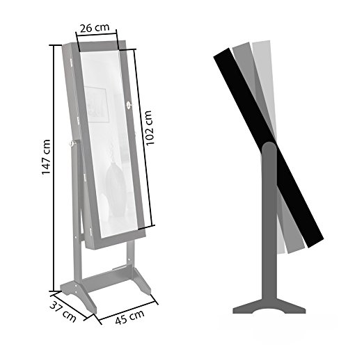 TecTake Luxus Spiegelschmuckschrank mit extra großem Spiegel (Weiß) - 8