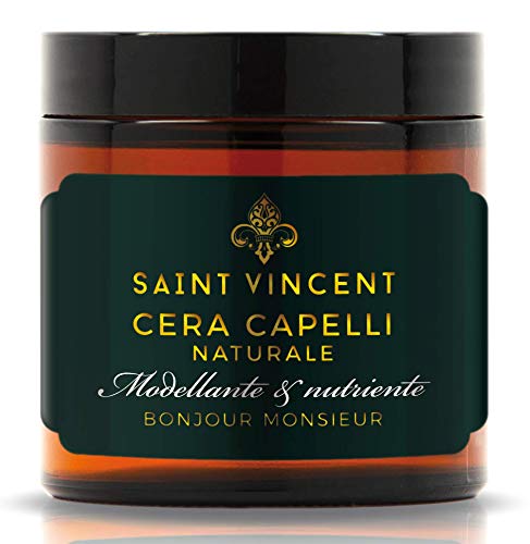 Cera Capelli Uomo BIO - SAINT VINCENT | Naturale, Modellante, Nutriente e Ristrutturante, 60 ml | MADE IN ITALY