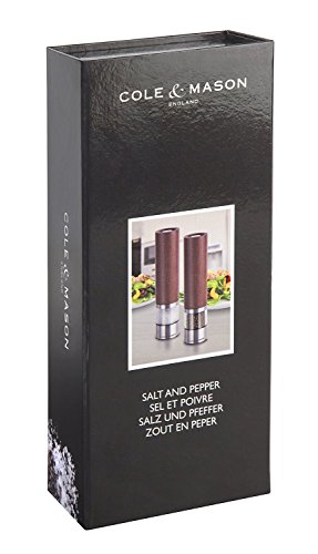 Cole & Mason H304728P „Cheltenham“ Geschenk-Set mit Elektrischer Salz- und Pfeffer-Mühle 210 mm, edelstahl mit buche Precision - 2