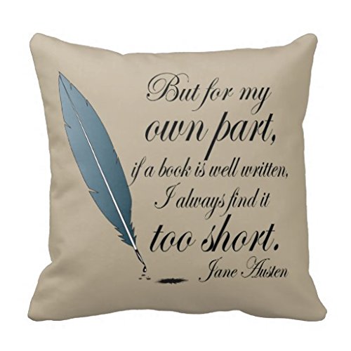 Stilvolle Kissenhülle Kissen Shell Jane Austen Buch Gut geschrieben Zitat Überwurf Kissen Fall Leinwand Dekoratives Kissen Sham 45,7 x 45,7 cm