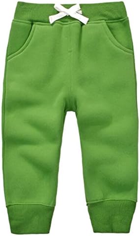 Ruth Wang Winter Fleece Kids Boys Girls Hiphop Harem Pants Warm Sweatpants Trousers Casual Jogger Bottoms Green 90-100cm