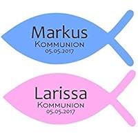 24 Aufkleber Etiketten Selbstklebend Fisch Kommunion Konfirmation Taufe