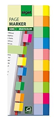 Sigel HN650 Marque-pages adhésifs en papier, 500 feuilles de 5 x 1,5 cm, 10 couleurs