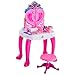 Produktbild HOMCOM Kinderschminktisch Frisiertisch mit Klavier Mädchen Kosmetik Spiegel Rosa Blau L43,5 x B31,5 x H72,5 cm