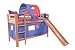 Produktbild Etagenbett 90x200 Rutsche Spielbett Stockbett Hochbett Doppelstockbett Holzbett Stoff-Set Kinderbett Jugendbett Bilira