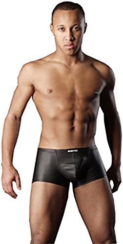 CZIXUN Sexy Boxer Shorts for Men Black Imitation Leather Underwear for Sex (L, Black)