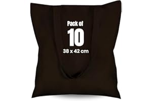 MINIMARG 100% Cotton Canvas Bags for Grocery, Plain Tote Bags to Decorate, eco-friendly Canvas Reusable blank Tote Bags made with Premium Quality Fabric - Size 38x42cm+65cm long Handle