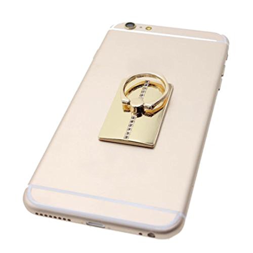 Universalstandplatz -Metallring -Halter, Washable & Reusable Ring Grip Bunker Ring Stent, Anti-Tropfen 360 Grad-drehender beweglicher Ring Grip Ständer für iPhone 5s 6 Plus SE Samsung Galaxy S7 Edge-S6 Kante Hinweis 5 und andere Handys (Gold) - 2