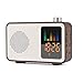 Produktbild LIUJIE Retro Bluetooth Wireless Lautsprecher,Digital FM tragbares Radio/LED-Anzeige Wecker/Echtholz-Effekt-Finish/Akku/Premium-Stereo-Sound,Brown