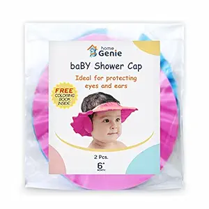 Home Genie Baby Shower Cap| Baby Bath Cap Adjustable Safe Soft | Baby Shower Cap For Kids | Soft Bathing Baby Shower Hair Wash Cap For Children| Baby Bath Cap Shower Protection For Eyes And Ear- 2 Pcs