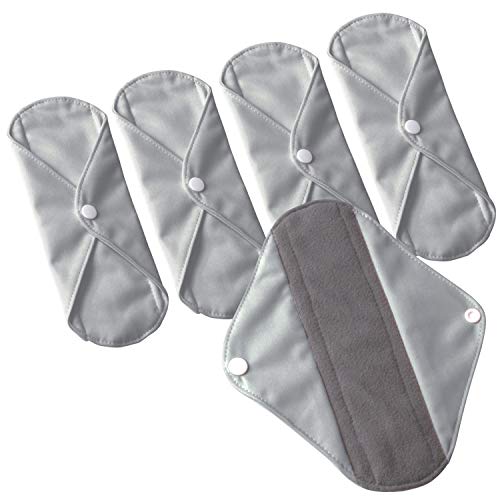 Earthtopia 5er Set wiederverwendbare Damenbinden - absorbierende Schicht aus Bambuskohle - waschbare Binden Stoffbinden Slipeinlagen (Night, 28cm, sehr saugstark, Bambuskohle)