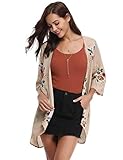 ✔ Diseño elegante - Cárdigan tipo kimono con frente abierto con mangas 3/4, tejido delicado y cómodo con un diseño diferente con estampado floral, que lo hará elegante y encantador
