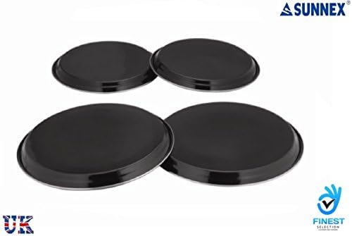 4PC HOB RING COVER PROTECTOR SET OF COLOUR STAINLESS STEEL METAL ELECTRIC COOKER - Black
