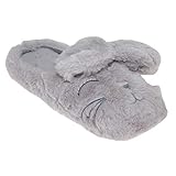 Textil-Innenmaterial. SlumberzzZ Damen Hasen-Hausschuhe (40-41 EU) (Hellgrau)