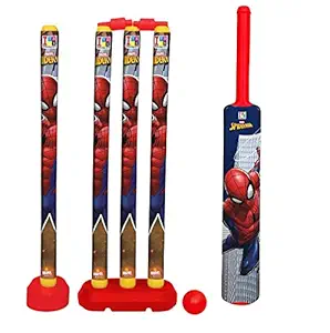 KIDIVO Plastic Cricket Set with Stump and Ball Playing Set for 2-5 Year Kids(Size:- Big, Multicolor) (Spiderman)