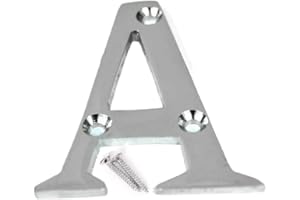 SISI UK 3 Inch Satin Chrome Screw-On Letter A – Elegant & Bold Door Numeral for Wooden, uPVC & Composite Doors