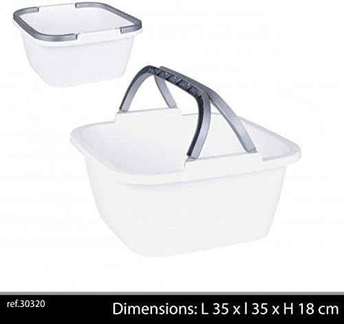 High Grade 13 Litre Large Square Plastic Washing Up Bowl Basin With Handle Mocha, White and Pink (White (30320))