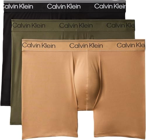 Calvin Klein Boxer da Uomo, Bronzo Flash/Nero/Notte Oliva, S