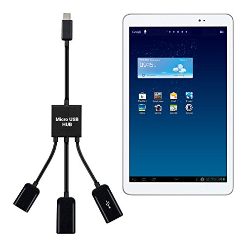 kwmobile 3in1 Micro USB OTG Hub Adapter für Huawei MediaPad T1 10 – Mikro USB Verteiler in Schwarz - 5