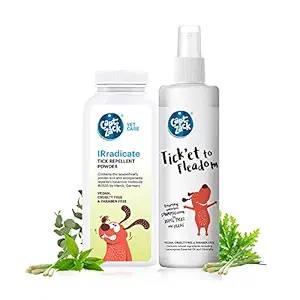 Captain Zack Tick?et to Fleadom Dry/Waterless/Spray Dog Shampoo to Repel Tick, Flea, Larvae & Lice, Easy to Use & Suitable for All Coat Types with Natural Actives (Flea Shampoo + Flea Powder)