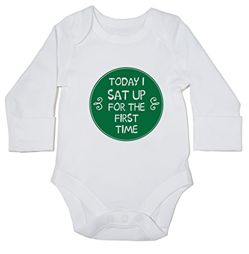 HippoWarehouse Today I sat up for the first time baby bodysuit (long sleeve) boys girls