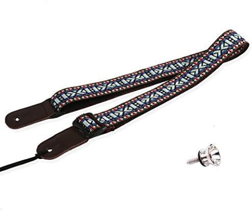 CYC Music Colourful National Wind Genuine Leather Guitar Strap + Strap Lock ( N02-05)