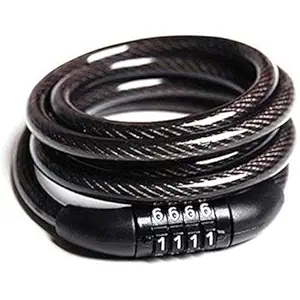 Yash Enterprises Heavy 4 Letters Number Lock Combination Coiled Bike Steel Cable Lock