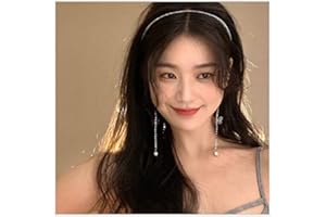 UMIIN Headband, Retro Rhinestones Hair Bands with Butterflies & Pearl Beads Fringes, Stylish Headwear for Daily Work Party, Hair Accessories for Women Girls Boys Kids Men, Silver