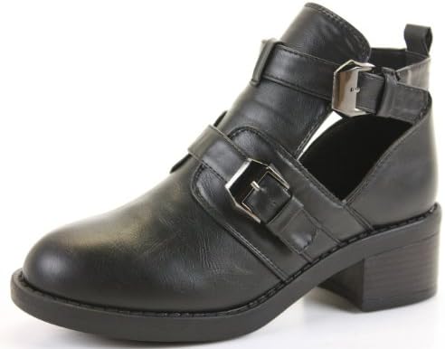 Ladies Block Shoes Heeled Booties Mid Heel Platform Chelsea Cut Out Ankle Boots Size