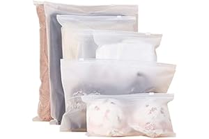 beifon 20 Pcs Frosted Resealable Bag Plastic Zip-Lock Seal Clothes Bags Travel Space Saver Storage Clear Bags for Hospital Bag Luggage Organiser Pouch for Clothes Garment School Trip (5 Size Mixing)