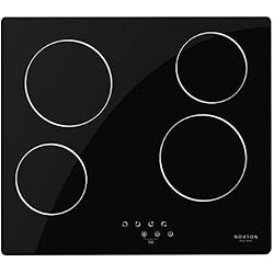 NOXTON Table de Cuisson 4 foyers en Céramique Built-in 60cm de Cuisson électrique Plaque de Cuisson en Verre Noir Avec le Contrôle Tactile Senior de Capteur