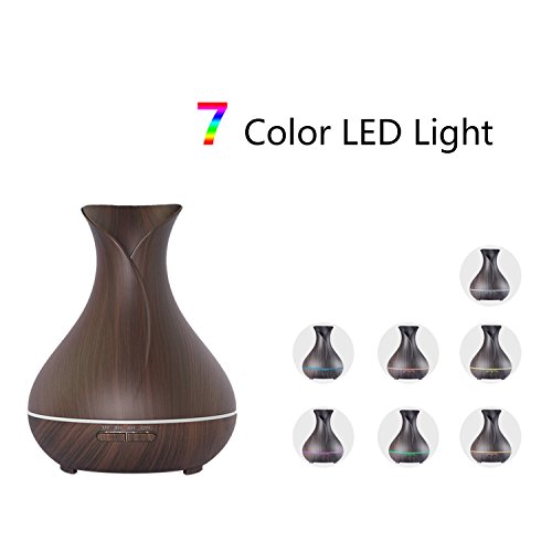 Aromaverteiler Annter Aromatherapie Verteiler Ultraschallkühler Nebel 400ml Holzmaserung AromatherapieätherischesÖlVerteiler 7-farbige LED-Lichter 10 Stundenanhaltend Luftbefeuchter mit automatischer Abschaltungmit 4 Timer fürzu Hause undim Büro - 6