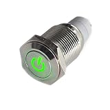 Schlaterleistung: 3a/250vac HOTSYSTEM 16mm 12V Selbsthaltender Schalter Metall LED Beleuchtet Drucktaster Druckschalter Druckknopf Ein-Ausschalter für Auto KFZ Grün