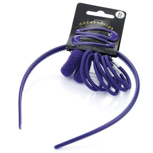 Purple Plastic Alice Band Slides & Hair Bands Set AJ25994