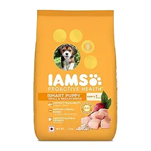 IAMS Proactive Health Smart Puppy Small & Medium Breed Dogs (<1 Years) Dry Dog Food, Chicken, 1.5 kg Pack