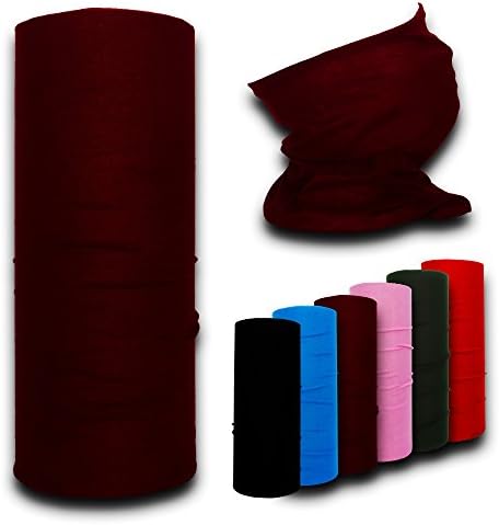 VersaScarf | Premium | Multi-Functional Head-Wear | Neck Tube Snood Balaclava Bandana Mask Scarf Warmer for Men, Women & Kids (Dark Red)