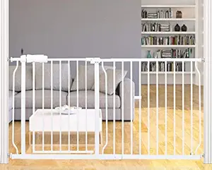 HOOEN Extra Wide Baby Gate for Stairs Doorways Hallways Tension Baby Gate Walk Through Child Gates for Kids or Pets Indoor Safety Gates 57.5-62 Inch