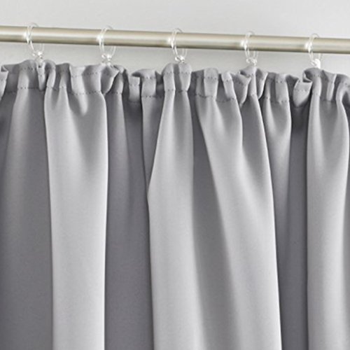 2er-Pack Mikrofaser Blickdicht Vorhang mit Kräuselband Wohnzimmer Verdunkelungsgardine, Grau, BxH 140x245cm - 2