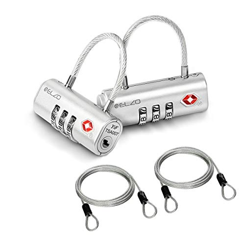 Buy TSA Approved Luggage Lock with AntiTheft Steel Cable, ELZO Travel
