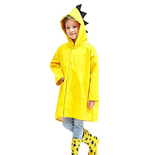 Gamtec Raincoat for Kids Giacca Antipioggia Age 1-10 Dinosaur Shape Light Rain Rainwear Rain Slicker per Boy Daughter Yellow