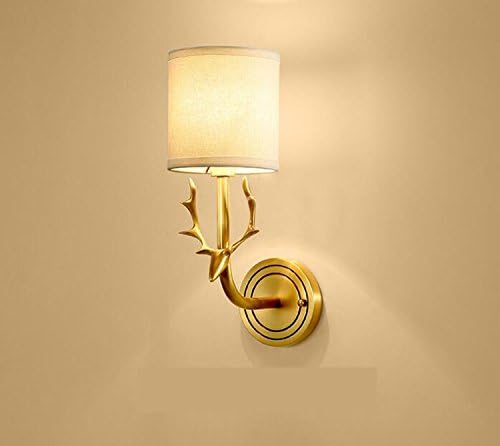 LED European Retro Wall Lamp Fabric Shade + Copper Bottom Lights Deer-shaped Bedroom Living Room Bedside Bracket Lamp Garden Balcony Corridor Outdoor Lights E14 Light Source (without Light Bulbs)