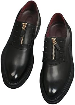 Anlarach Mens Casual Wedding Dress Zipper Upper Platform Wedge Oxford Shoes Black Size 7.5 UK